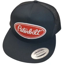 Peterbilt Red Patch Yupoong Trucker Hat YP Classic 6006 Snapback Black/Black