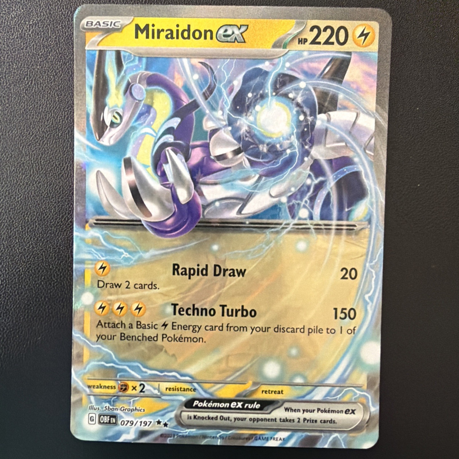 Miraidon ex Double Rare SV03: Obsidian Flames 079/197 Pokemon Card TCG