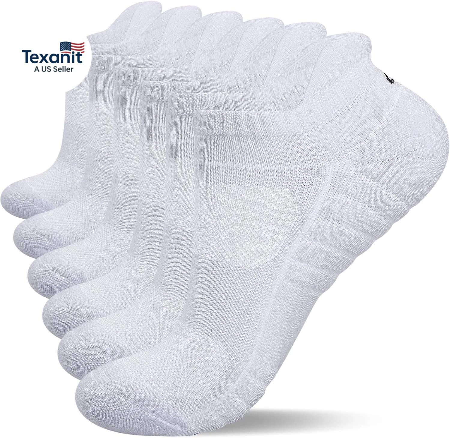 Athletic Running Ankle Socks, Low Cut Cushioned Anti-Blister Tab Sports Socks Me