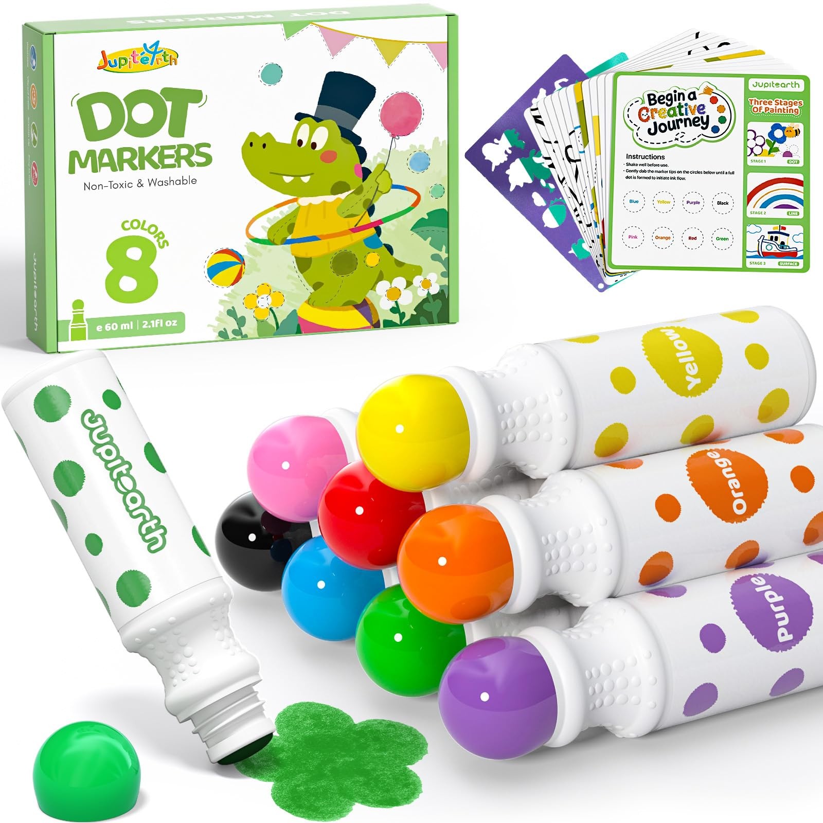 For Toddlers, 8 Colors Washable Bingo Daubers With 120 Pdf..