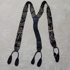 Vintage Silk and Leather Suspenders Paisley With Braces Made in Germany