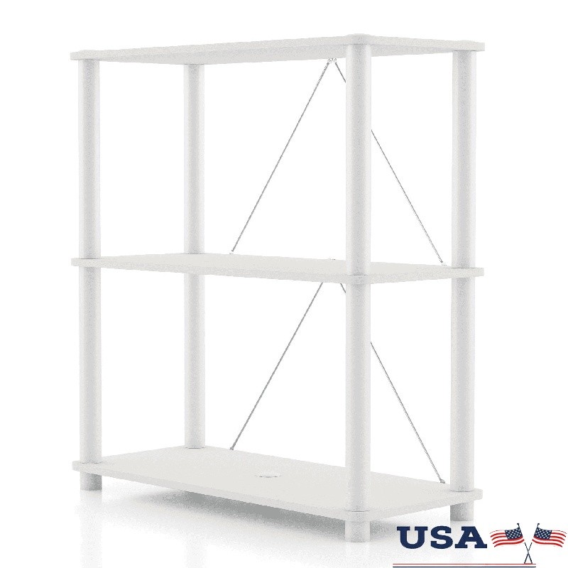 3-Tier Open Shelf Bookcase Modern Storage for Living Room Office US