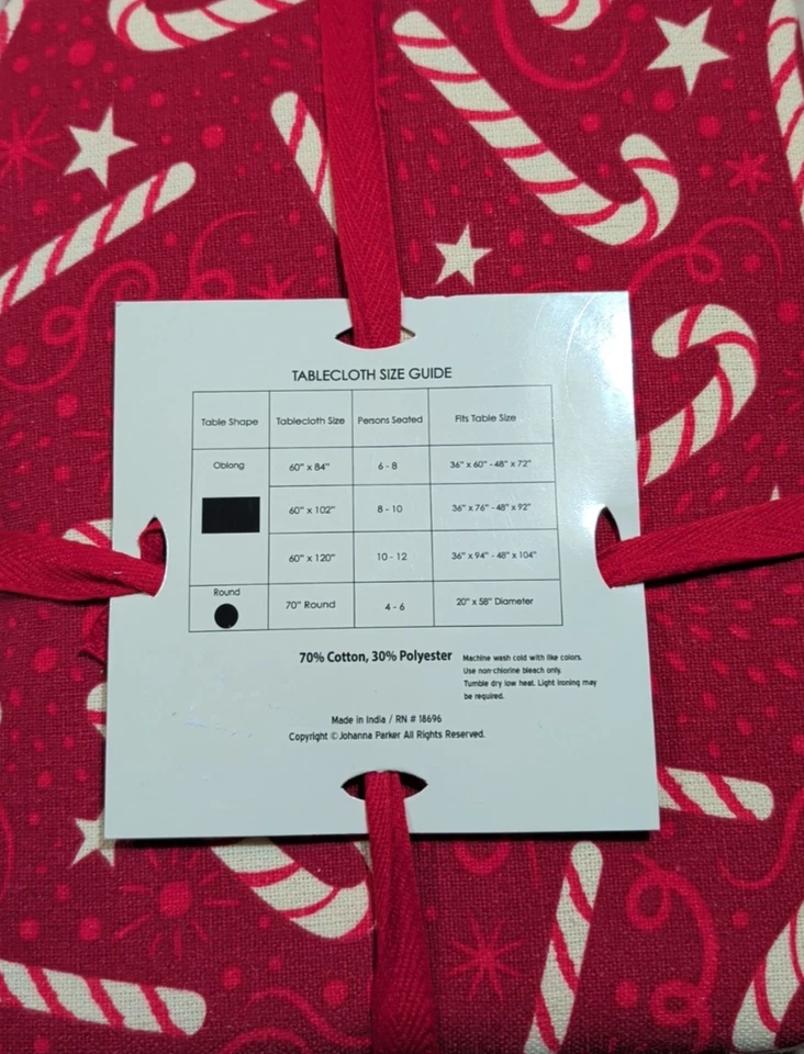 ¡Nuevo! Johanna Parker - Mantel de Navidad con bastón de caramelo rojo - 70 pulgadas redondo Foto 2 de 4