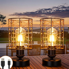 Cordless Rechargeable Outdoor Table Lamps, Battery Operated Table Lamp with Step
