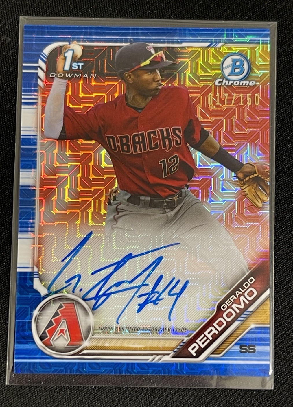 Geraldo Perdomo - 2019 Bowman Chrome Blue HTA Choice Refractors 1st AUTO /150