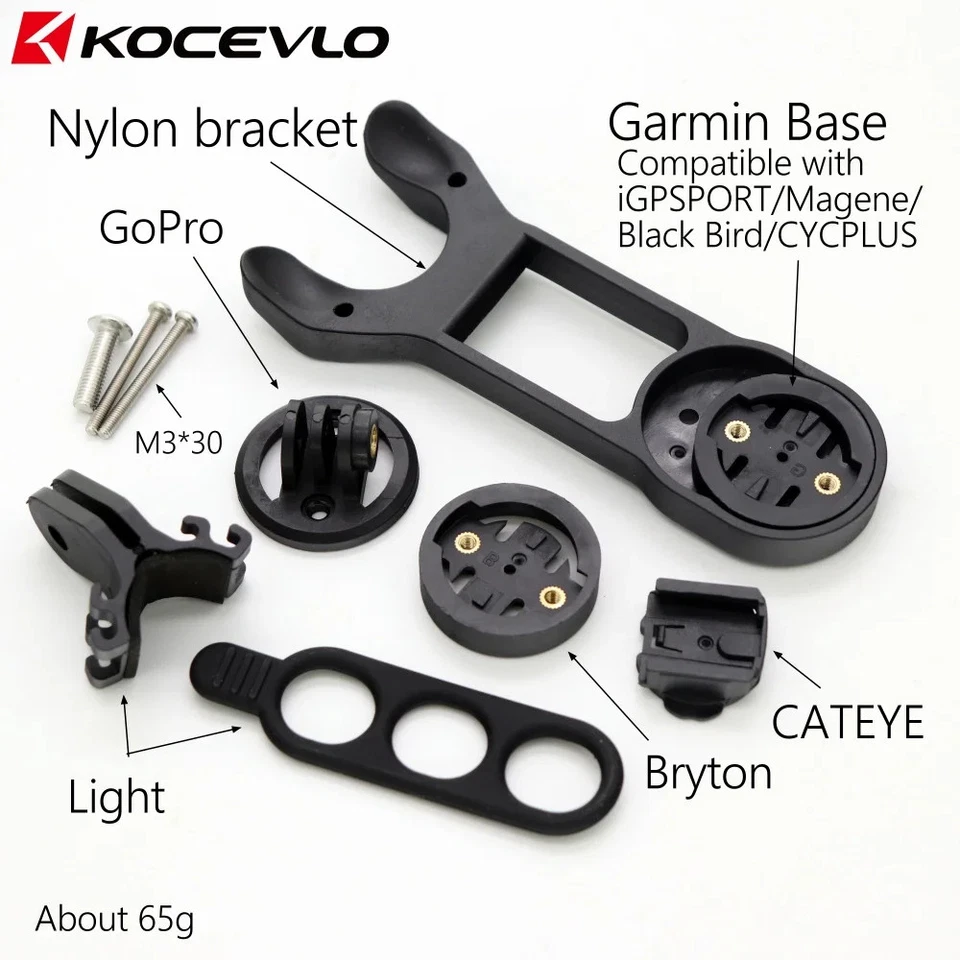 Integrated Handlebar Computer Mount Stopwatch for Garmin Bryton Cateye GoPro - Image 3 of 4