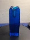 Blenko Blue 6" Ice Cube Glass Taper Candle Holder 2021 Heavy