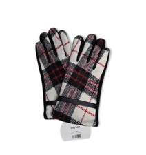 Woman's Winter Gloves Small / Medium Red White  Black Plaid Wool Touch Screen