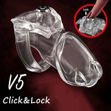 Men HT-V5 Click&Lock Padlock Male Chastity Device Set Bondage Belt Toys