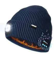 Fleece Lined Bluetooth LED Beanie Winter Warm Hat with Light and Speaker Mic ...
