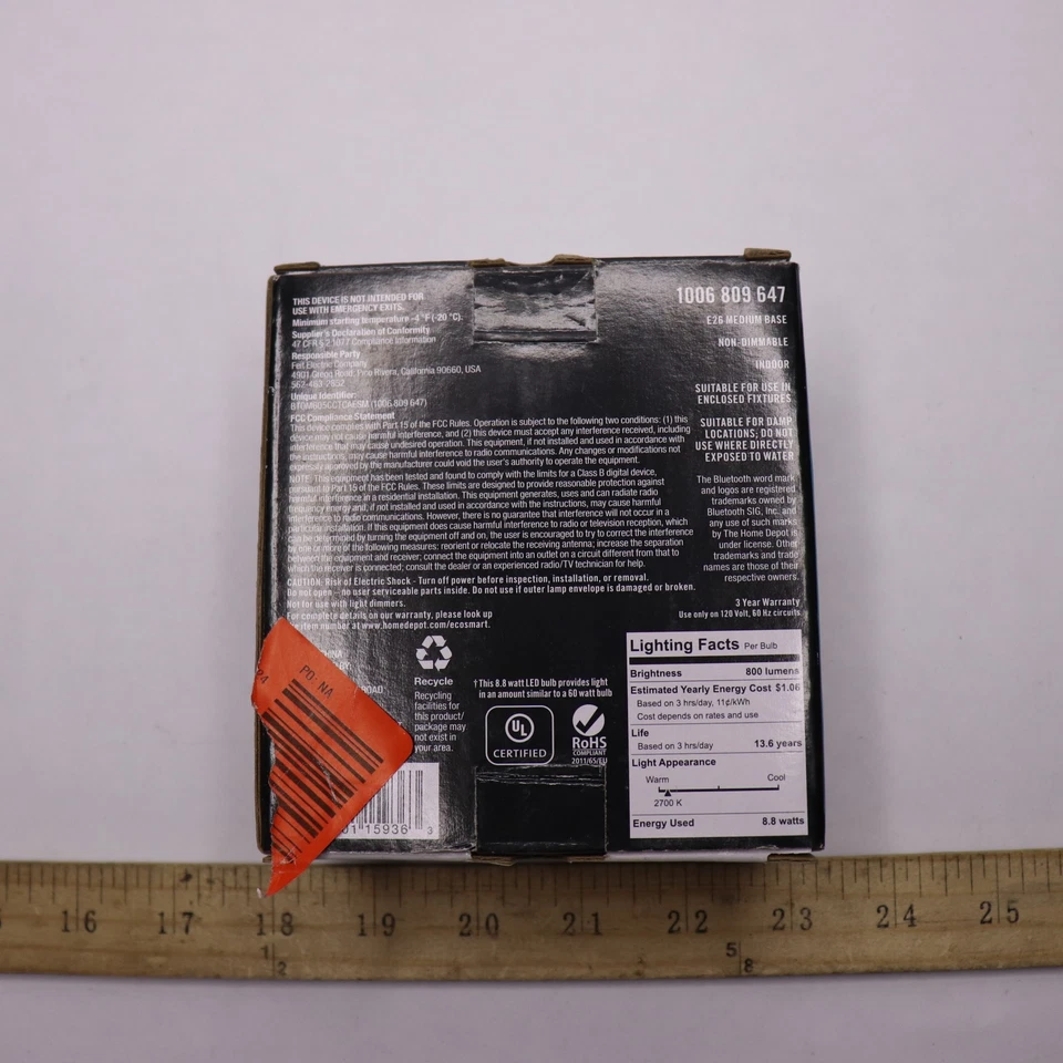 EcoSmart Bluetooth Speaker LED Light Bulb E26 60W BTOM605CCTCAESM - Image 3 of 4