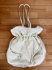 LANVIN en Bleu Overtulle Tote Bag Off-White 15.7 inch