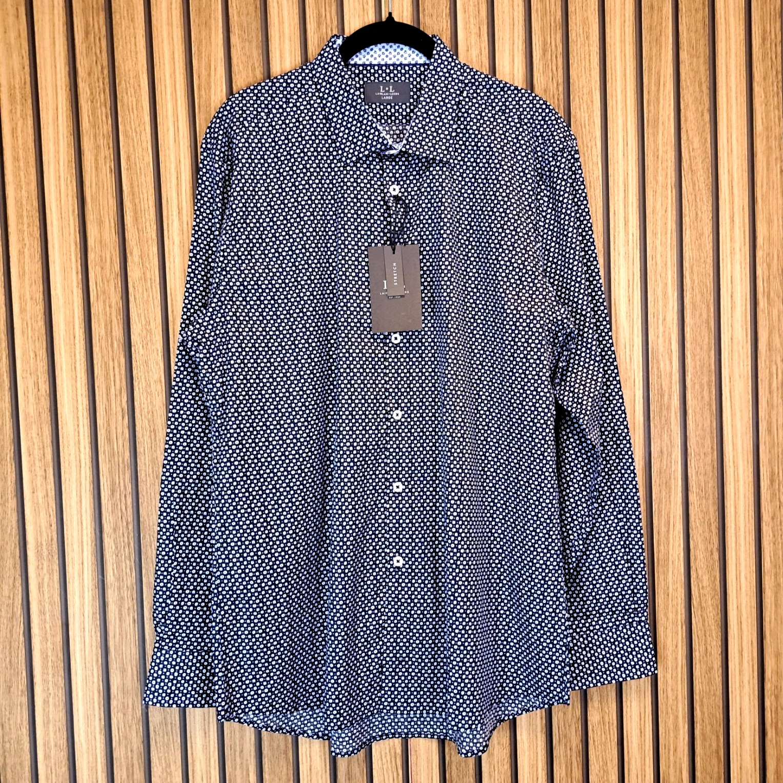 Laidlaw Leeds Shirt Blue Mens Large Floral Print Long Sleeve Button - New