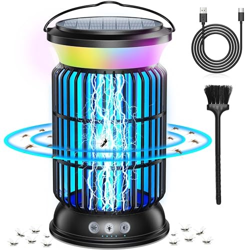 ECSTROM Solar Bug Zapper Outdoor 4200V Mosquito Zapper 9 Modes - Black