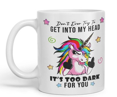 Vixar Don t Ever Try to Get Into My Head   Lustiger farbiger Einhorn Becher Tasse 11oz