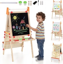 Costway 4 In 1 Kids Easel, Double-sided Chalkboard And Magnetic Whiteboard...