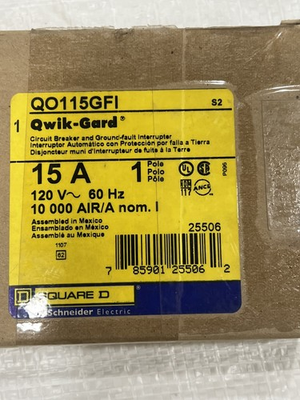 #ad Square D QO115GFI 15 Amp 120VAC 1 Pole Mini GFCI Circuit Breaker $24.99