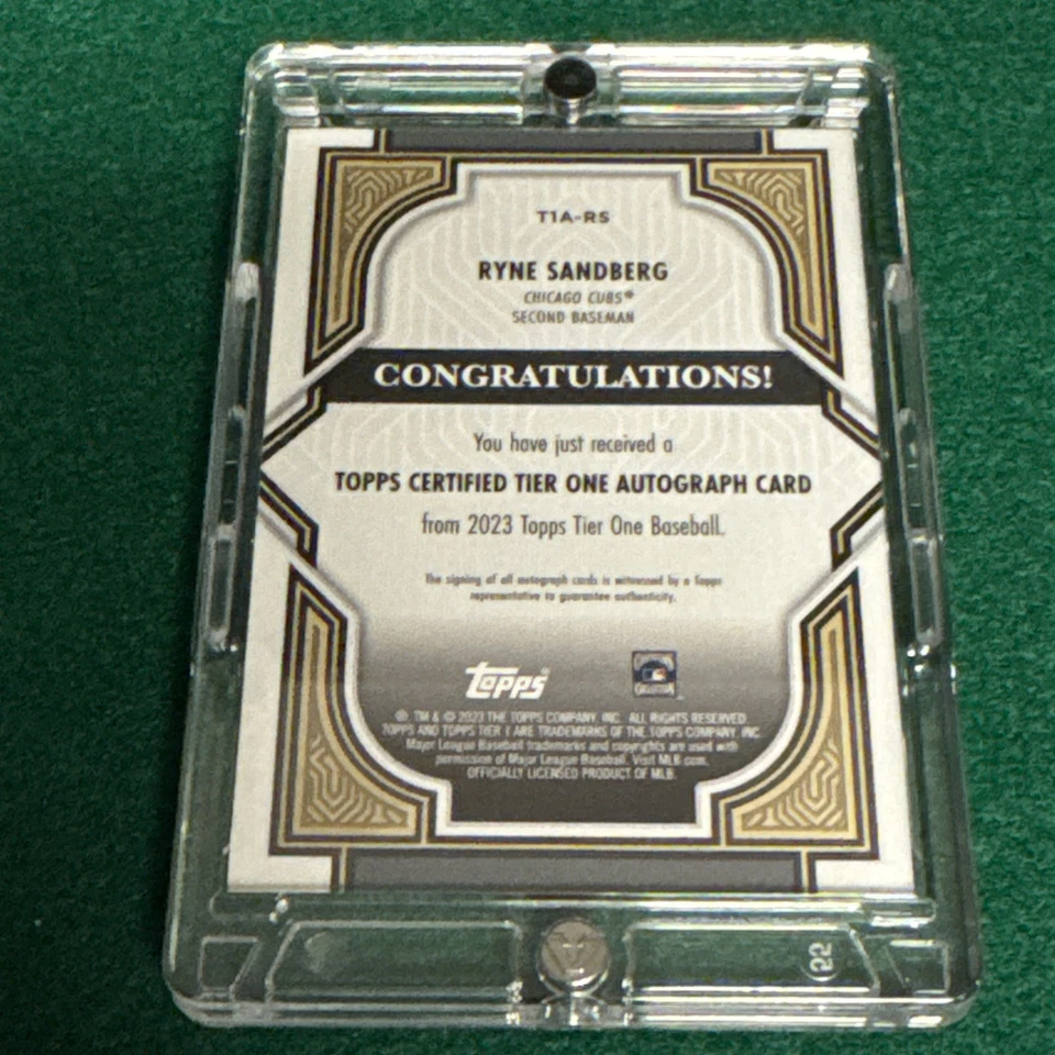 2023 Topps Tier One - Tier One Autographs Ryne Sandberg #T1A-RS /99 (AU) - Image 2 of 3