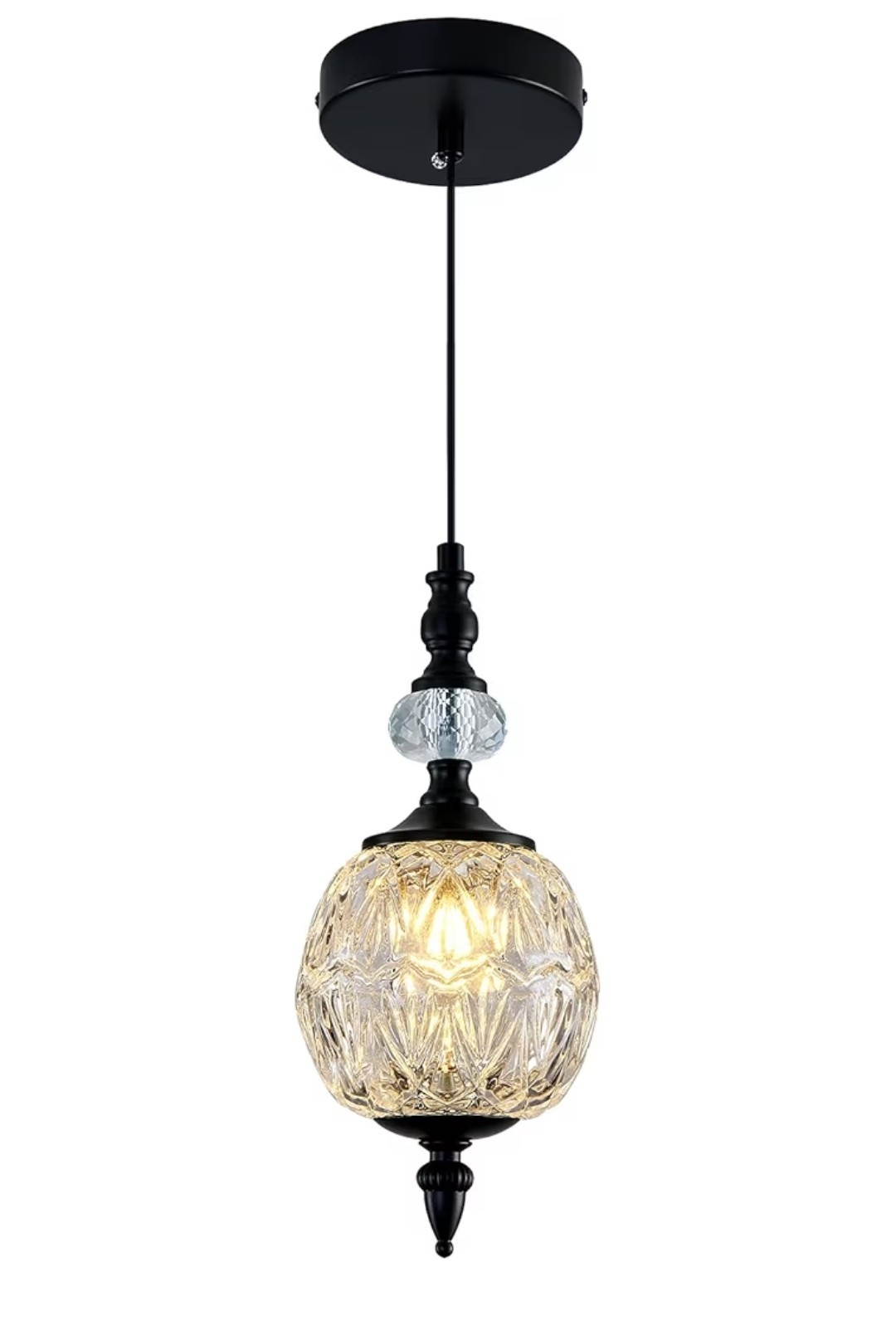 Piepooye Vintage Glass Pendant Light Farmhouse Black Chandelier 4.72