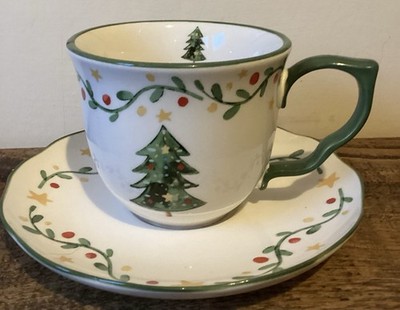 Weihnachtsbaum Tasse und Untertasse Töpfer Studio groß