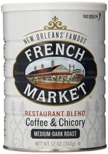 French Market Medium-Dark Roast Restaurant Blend Ground Coffee & Chicory, 12 oz