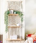 SnugLife 3-Tier Macrame Wall Shelf - Handmade Rope Plant Hanger & Wood Display