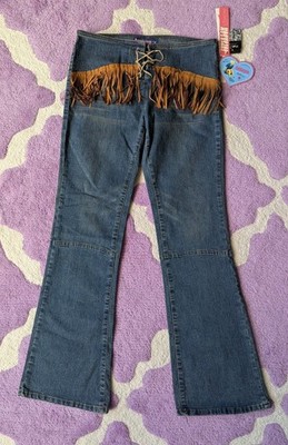 Vintage 90's Y2K Bubblegum Jeans Superlow Hipster Fringe Cowgirl Jeans NWT 7/8