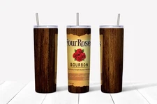 Four Roses Bourbon 20 Ounce Stainless Steel Tumbler Metal Straw
