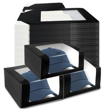 55 Pcs Display Black Gift Boxes for Baseball Caps 7.8" x 7.8" x 4.7" Paper Ha...