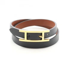 Hermes Api3 Bracelet Calf Leather Black G Used