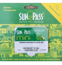 Sun Pass MINI Transponder Sticker Florida Prepaid Toll Program Toll Roads