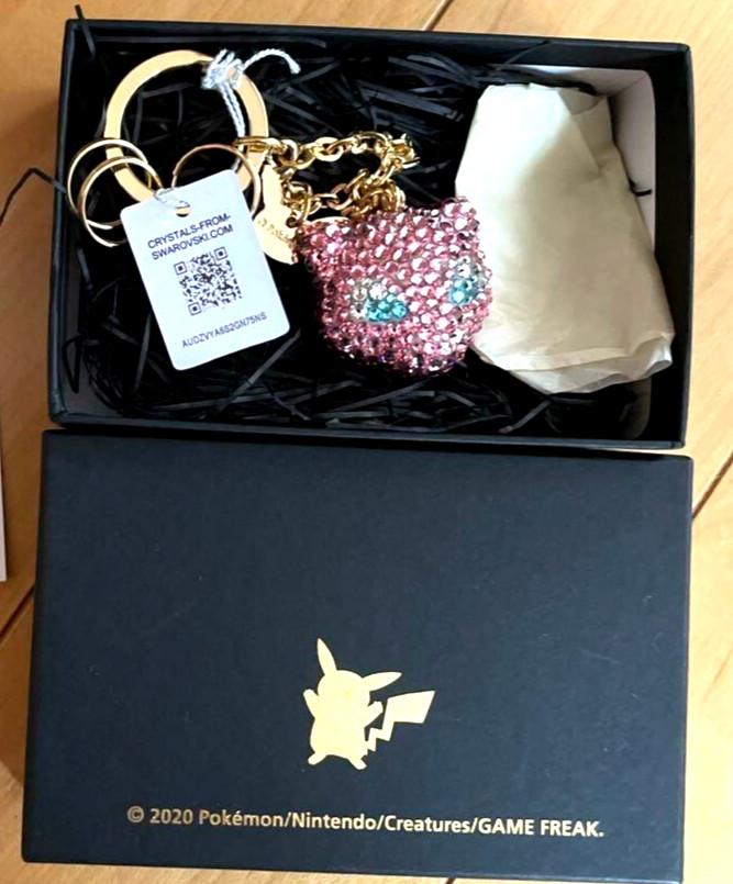 Pokemon Center Original Mew Face Bag Charm Swarovski Crystal Stone Limited Japan