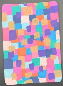 ACEO Handmade Original Abstract Square Drawing Art Colored Pencil on Paper