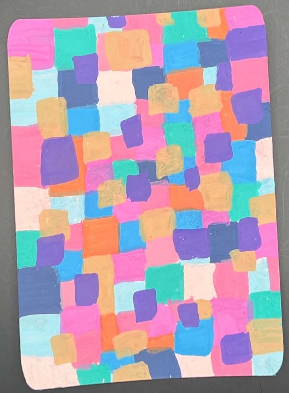 ACEO Handmade Original Abstract Square Drawing Art Colored Pencil on Paper