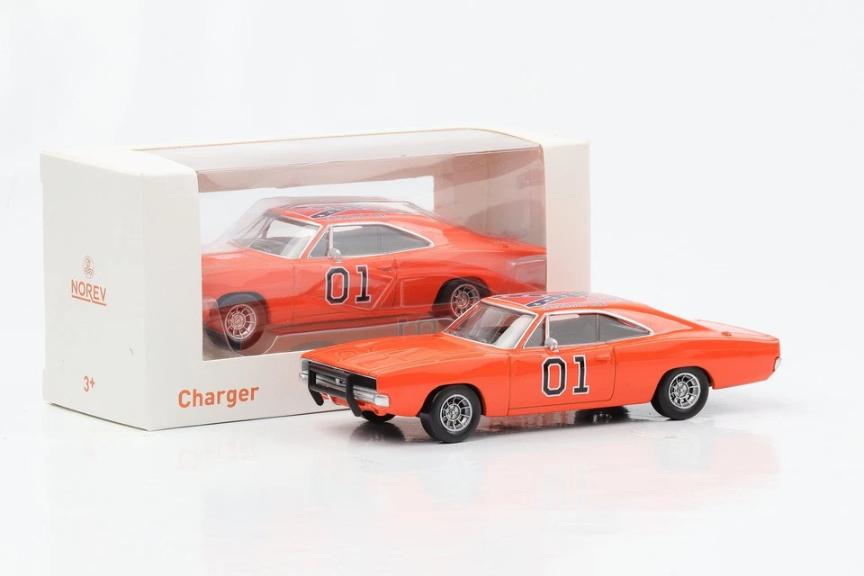 Caricabatteria Dodge 1:43 1969 General Lee Movie car arancione 1:43 Norev Jet Car - Immagine 4 di 4