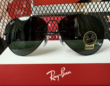 NEW RAY-BAN RB3025 AVIATOR PILOT SUNGLASSES BLACK FRAME GLASS GRAY LENS 58-14MM