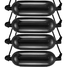 8.5x26in Inflatable Ribbed Boat Fenders with Center Holes & Air Pump, 4 Needles
