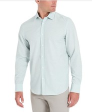Kenneth Cole Men's Slim Fit Performance Shirt - Green Dotted Geo Large