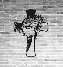 Jesus Cross Metal Wall Art Face of Christ Religious Decor Home Office Sign Gift