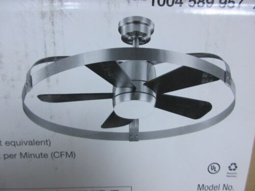 Home Decorators Harrington 36 in. LED Brushed Nickel Ceiling Fan with Remote - Picture 2 of 5