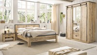Schlafzimmer Set 4-Teilig In Used Wood Hell Und Anthrazit Mit Bett Schrank Stove