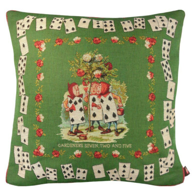 ART de LYS, 3 GARDINERS, GREEN (ALICE) FRENCH TAPESTRY PILLOW COVER, 14'' X 14''