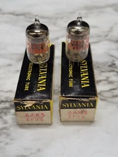 2 Sylvania Electronic Audio Amplifier Radio Vacuum Tube 6AK5 EF95 Red New