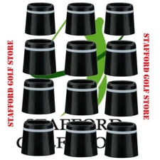 Golf Ferrules 12-Pack– .370" Parallel Tip Black with White Trim Rings