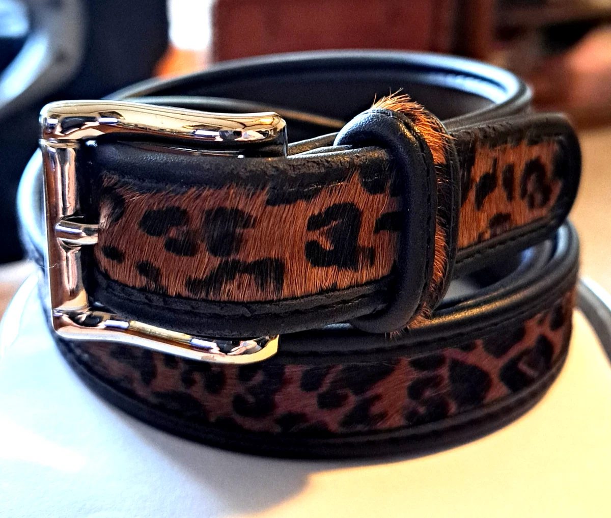 Faux Fur Leopard Print Wide Waist Tie Belt Western Cowgirl Style Women main image 4