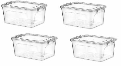 4 x 5L Kunststoff Aufbewahrungsbox rechteckig Behälter Stapelbox mit Deckel