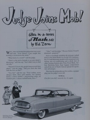 Ed Zern 1954 Nash  Vintage Judge Joins Mob-8.5 x 11''