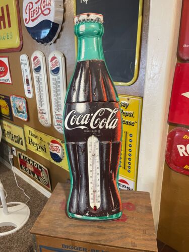 Vintage 29" Coca Cola Thermometer - very nice version with WHITE Back