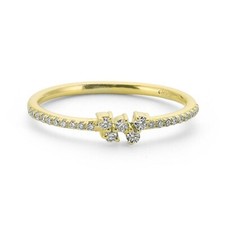 Unique 14k Real Solid Gold Small Diamond Stacking Cluster Ring
