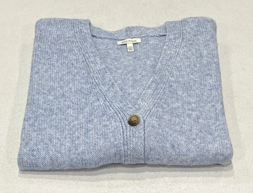 Ella Moss Women's Relaxed Boyfriend Fit Button-Up Cardigan, Blue, Size M